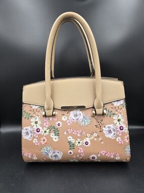 Beige Floral Tote Handbag - Women Bags